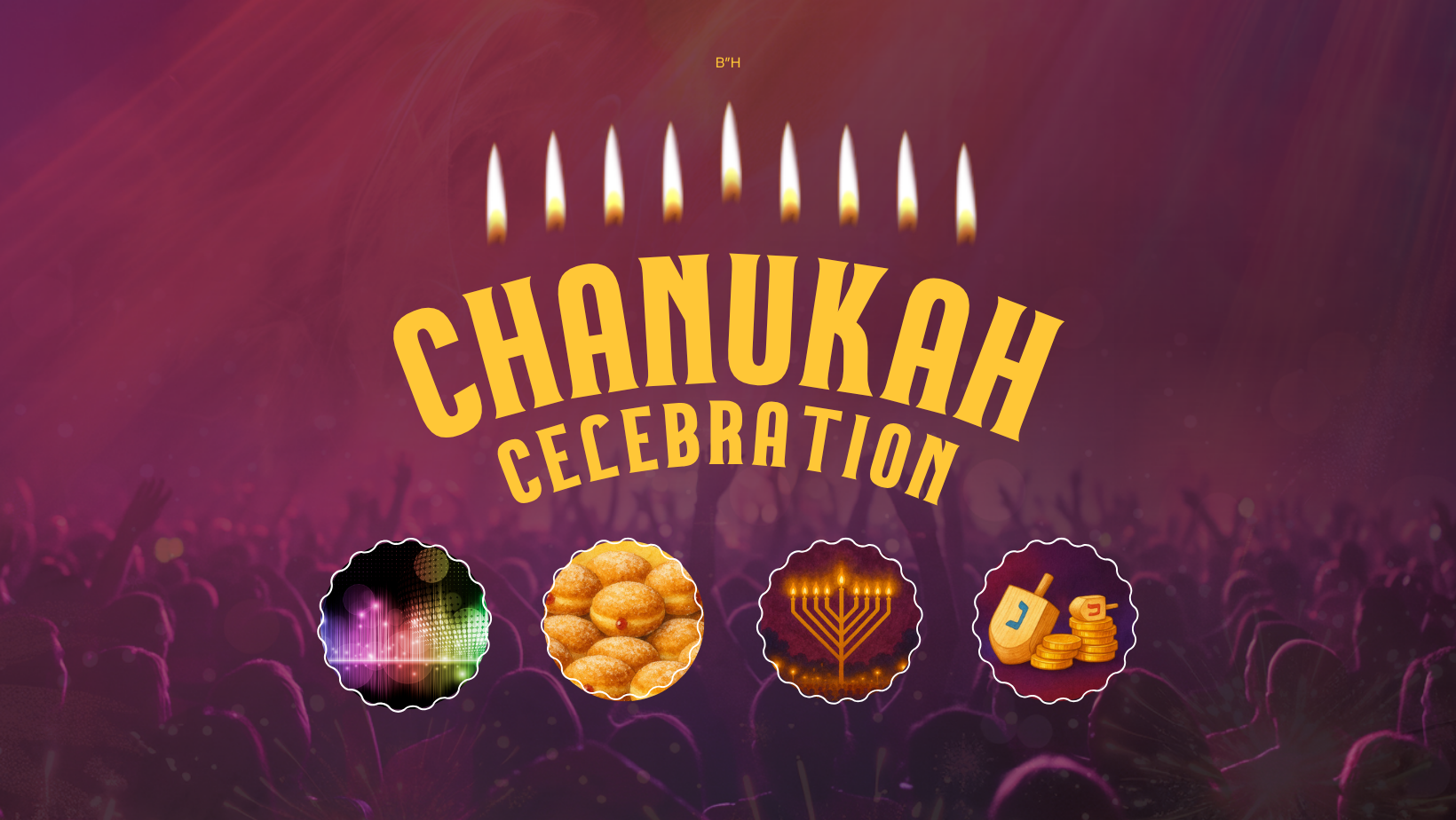 Large Menorah illuminated at night